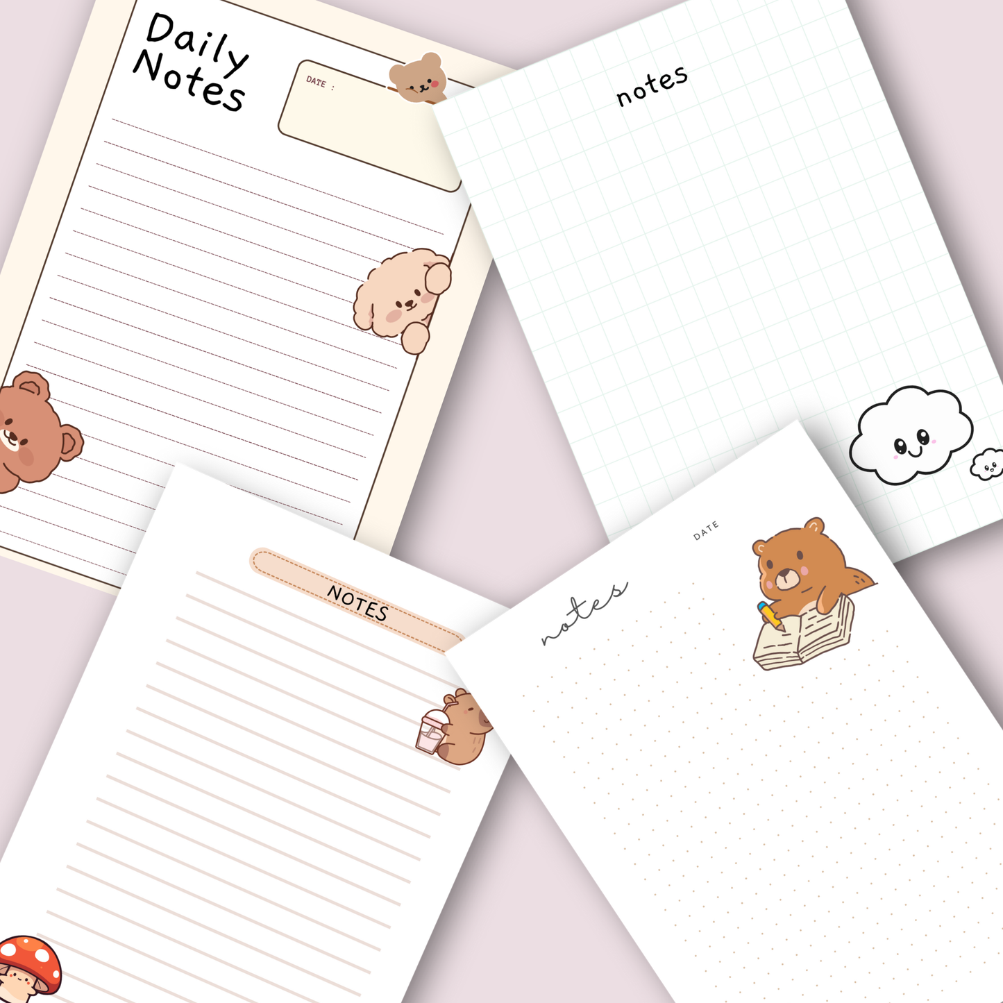 āļøš 4 A4 Notepads ā Digital Download (PNG & PDF)