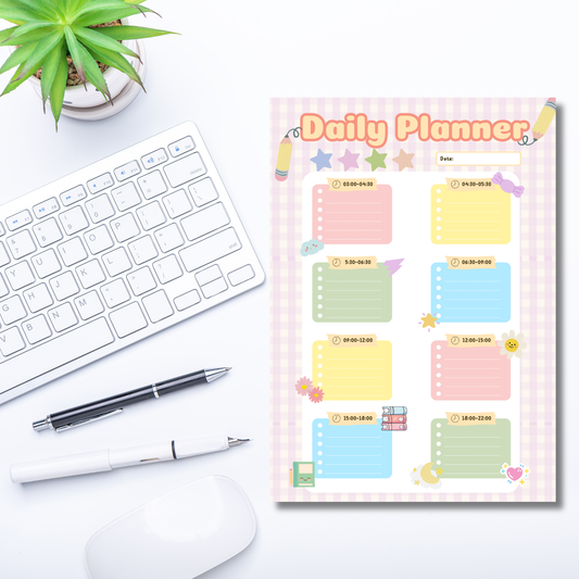 🌸 Cute Daily Planner Printable – A4 PDF 🌸