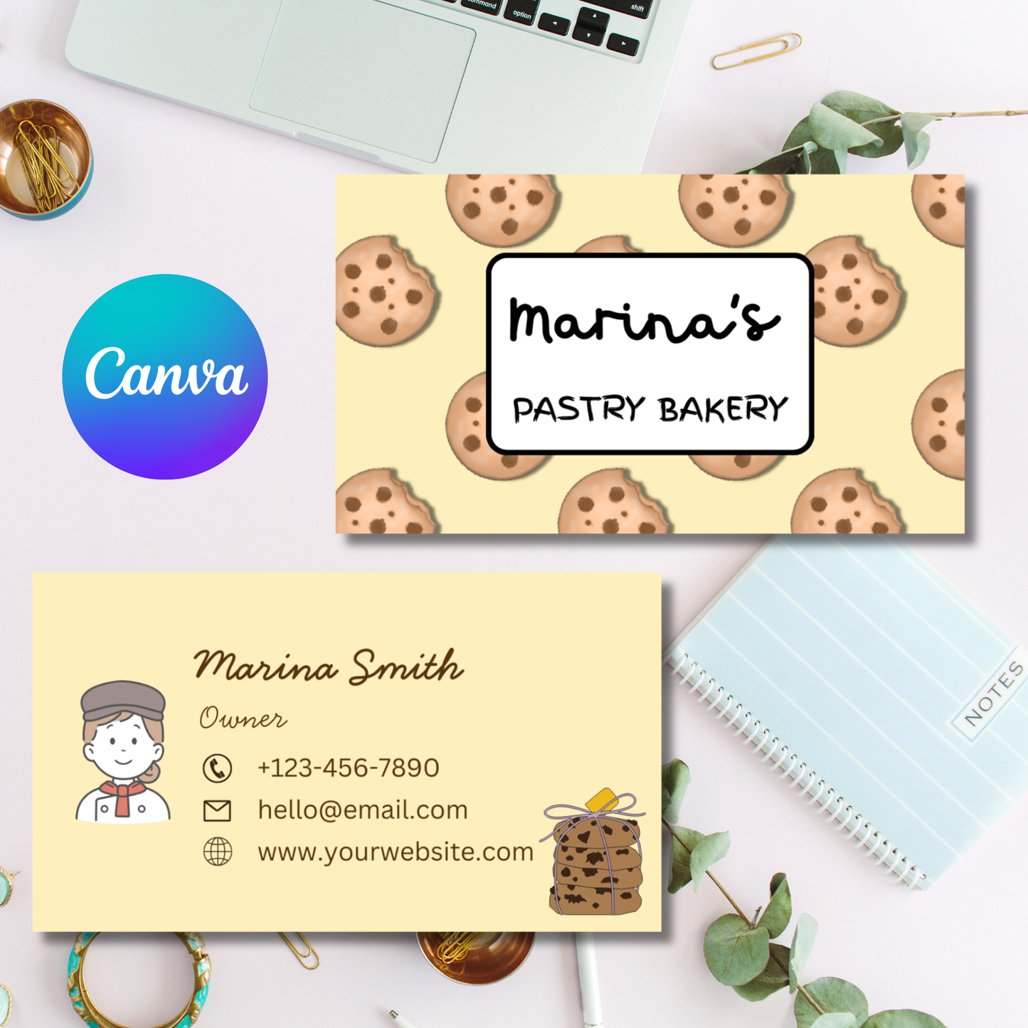 Bakery Business Card Template - Editable Canva Design