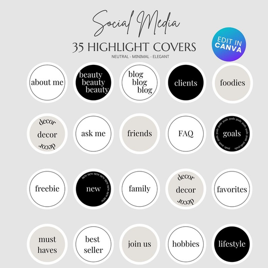 ✨ Instagram Highlight Covers – 35 Minimalist Icons ✨